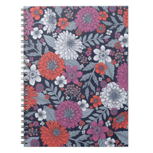 Coral, Magenta & Blue Zinnias Floral Notizblock