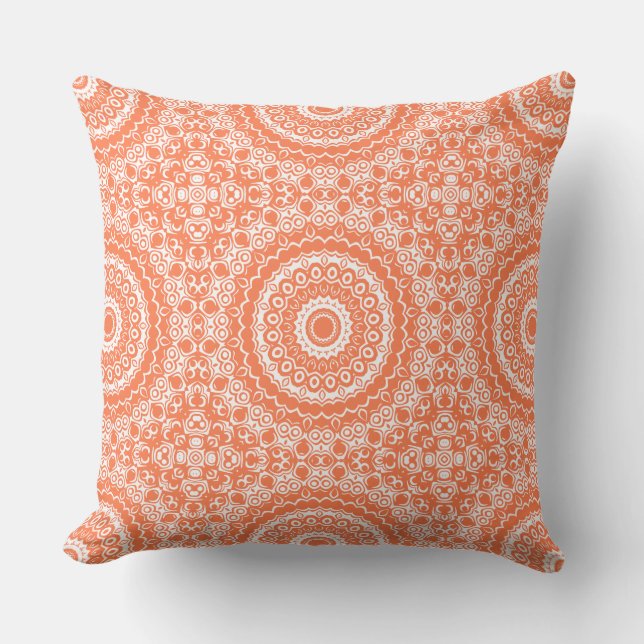 Coral Mandala Geometrisches Muster Kissen (Vorderseite)