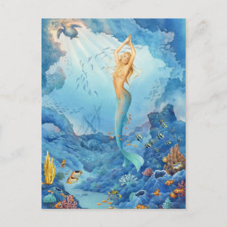 "Coral", Meerjungfrau, Delphine, Fisch und Schiffs Postkarte