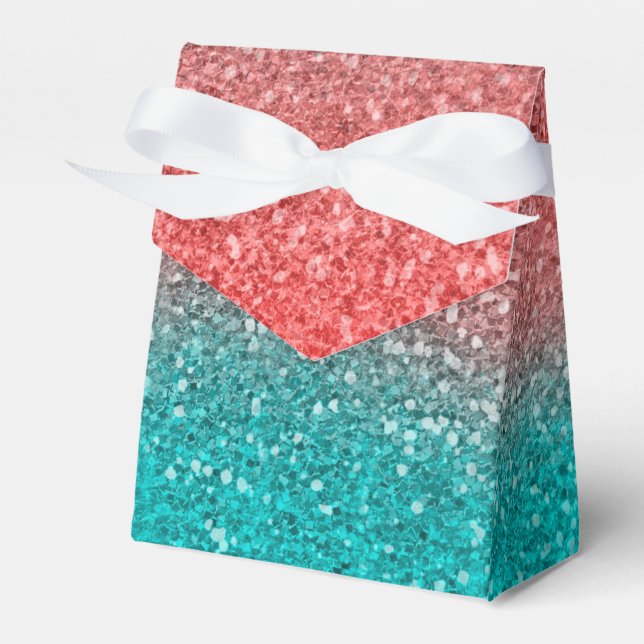 Coral Melon Orange Aquamarin Aqua Green Funkelnd G Geschenkschachtel (Vorderseite)