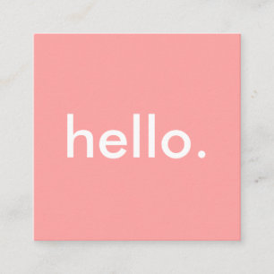 Coral Minimalistisch Hello Quadratische Visitenkarte