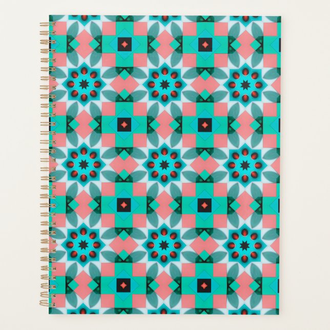 Coral & Mint Mandala Planer (Vorderseite)