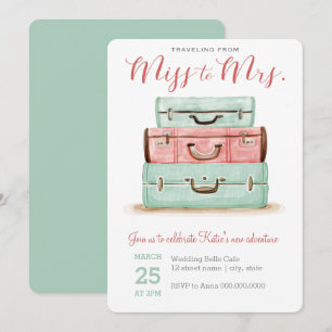 Coral Mint Miss à Mme Travel Shower Invitation