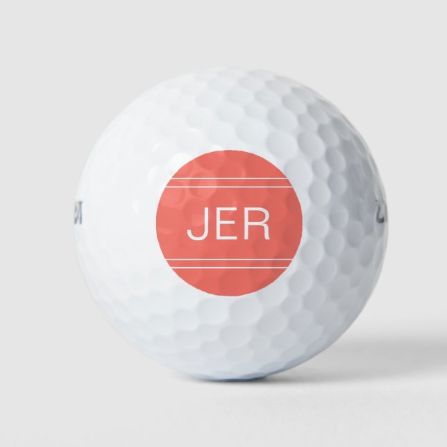 Coral Mit Monogramm Initial Personalisiert Golfer Golfball (Vorderseite)