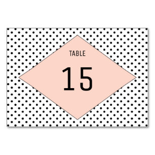 Coral Modern Polka Dots Table Card Tischnummer