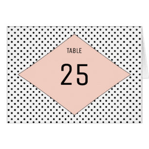 Coral Modern Polka Dots Tischnummer