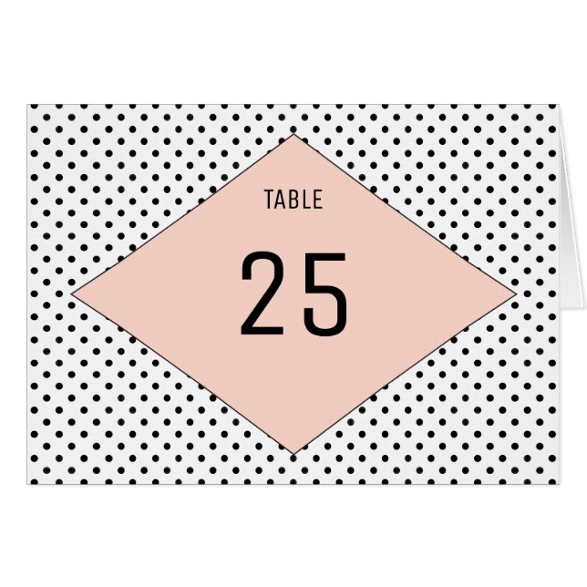 Coral Modern Polka Dots Tischnummer (Vorderseite (Horizontal))
