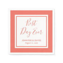 Coral Modern Script Wedding
