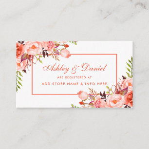 Coral Modern Wedding Registry Insert Card