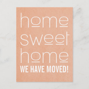 Coral Modern Zuhause Sweet Zuhause Postcard Ankündigungspostkarte