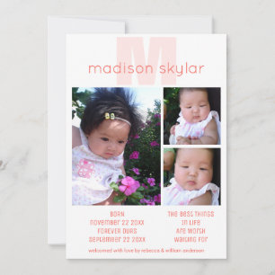 Coral Monogram Einfache Adoption 3 FotoCollage Ankündigung