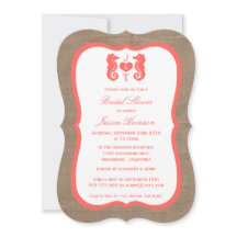 Coral Monogram Seepferd Beach Burlap Brautparty