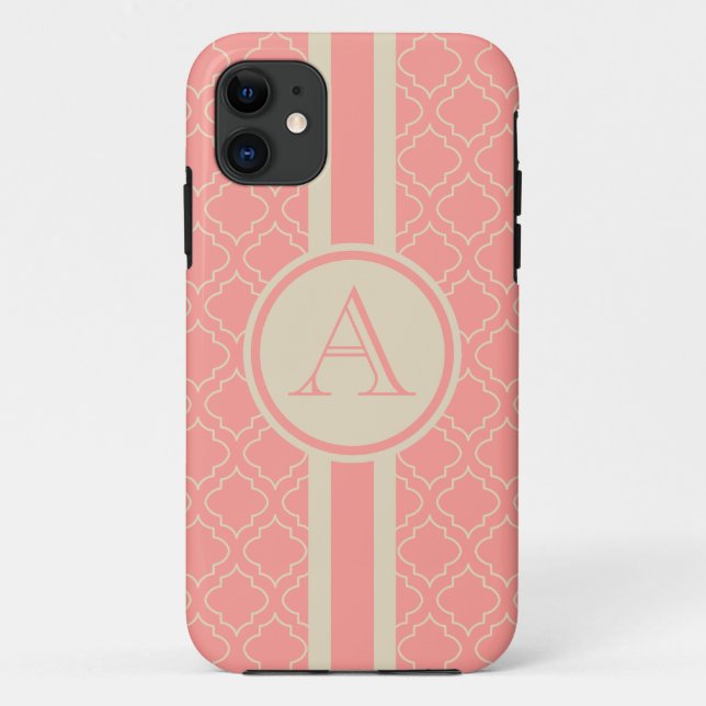 Coral Monogrammed iPhone 5 Coque (Dos)