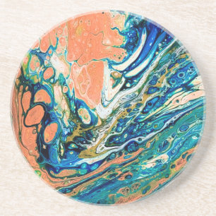 Coral N Blue Southwestern Beach Abstrakt Getränkeuntersetzer
