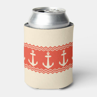 Coral Nautical Anchor Coastal Stripes Dosenkühler