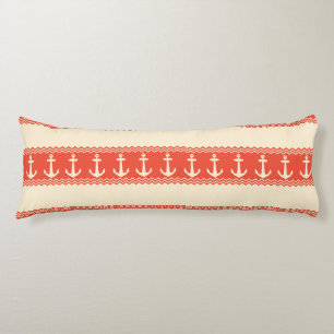 Coral Nautical Anchor Coastal Stripes Seitenschläferkissen
