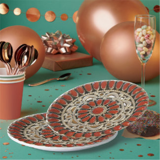 Coral Navajo Jewelry Paper Plate  Pappteller