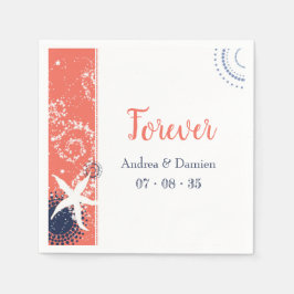 Coral & Navy Blue Nautical Beach Hochzeit Serviette
