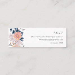 Coral & Navy Blume Hochzeitsstiftung RSVP Online-W Mini Visitenkarte