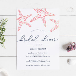 Coral & Navy Starfish Bridal Dusche Einladung