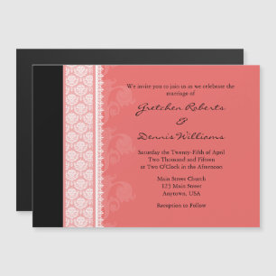 Coral noir moderne Faire-part de mariage magnétiqu