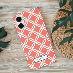 Coral Octagon Link Pattern iPhone 16 Hülle