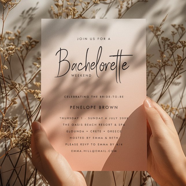 Coral Ombre | Bachelorette Weekend Peach Einladung (Von Creator hochgeladen)