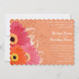 Coral & Orange Gerber Daisy Faire-part de mariage