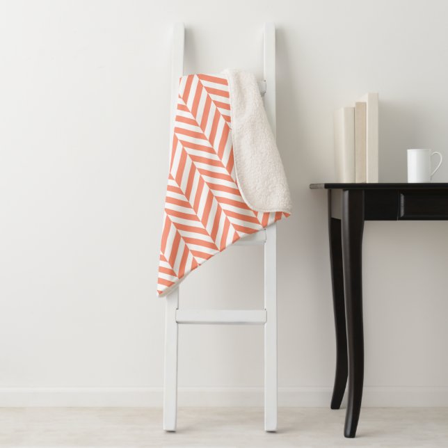 Coral Orange Herringbone Pattern Sherpadecke (Beispiel)