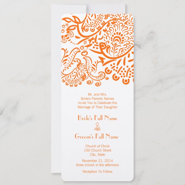 Coral Orange Love Birds Wedding Einladung (Vorderseite)