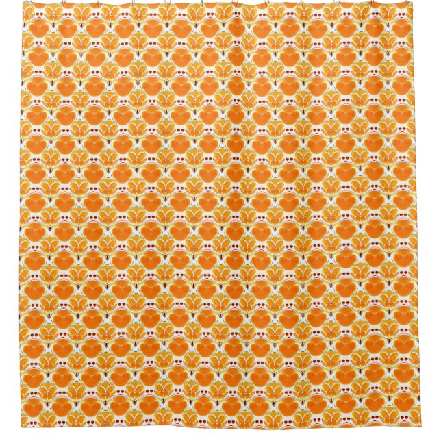 Coral Orange und Cream Batik Muster Duschvorhang (Vorderseite)