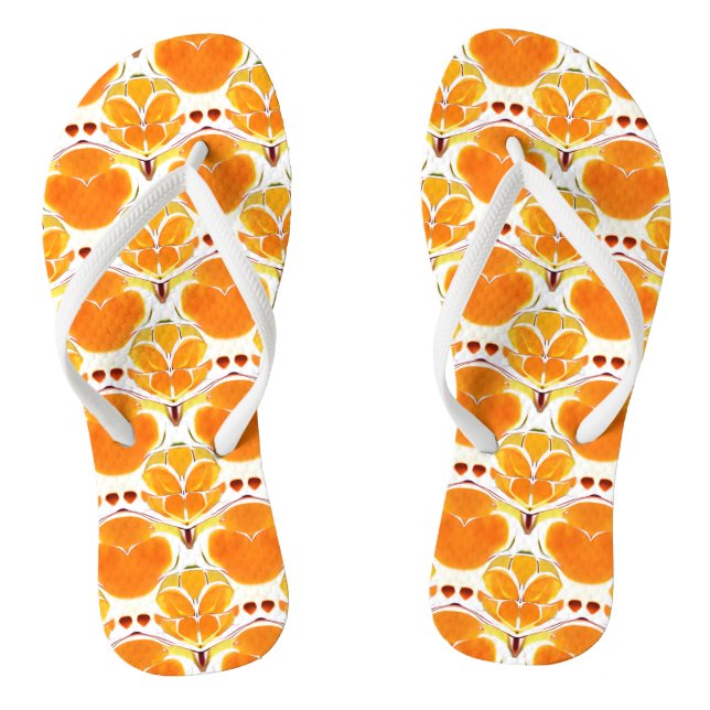 Coral Orange und Cream Batik Muster Flip Flops (Fußbett)