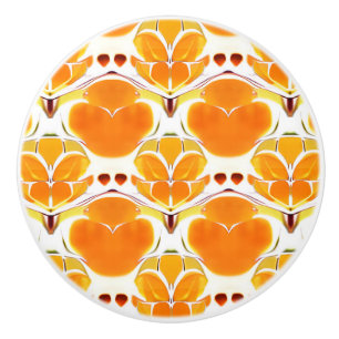 Coral Orange und Cream Batik Muster Keramikknauf