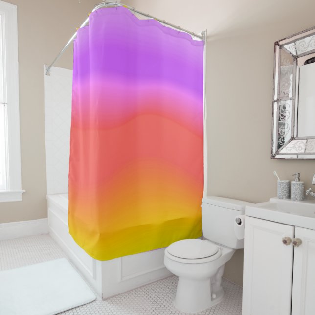 Coral, Orange und Violet Dawn Sky Ombre Duschvorhang (Beispiel)