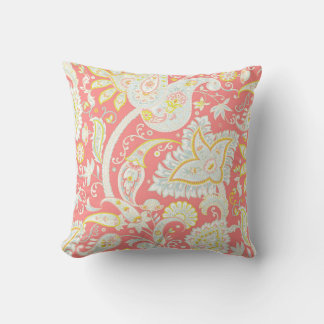 Coral Pastel Paisley Coussin