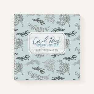 Coral Pattern Vacation Rental Guest Book Notizbuch
