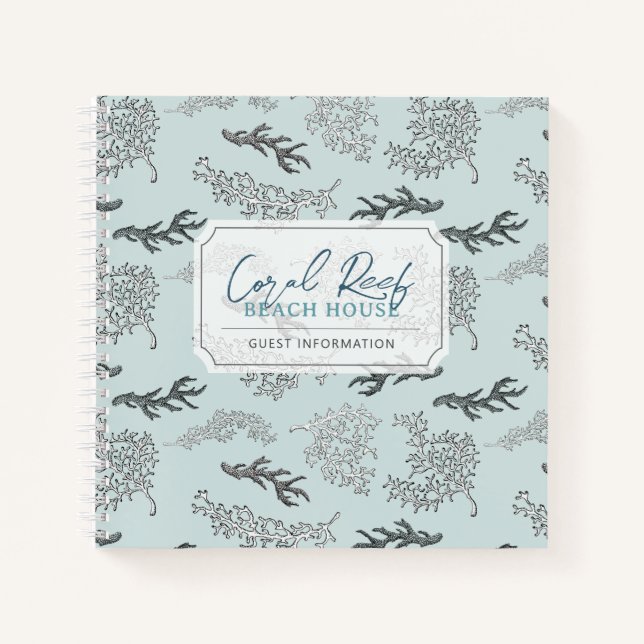 Coral Pattern Vacation Rental Guest Book Notizbuch (Vorderseite)