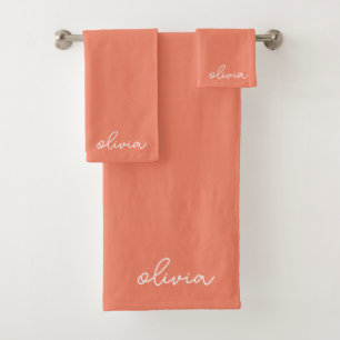 Coral Peach Girl Monogramme Nom