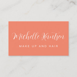 Coral Peach Girly Makeup Artist Friseur Salon Visitenkarte