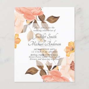 Coral Peach Gold Bronze Floral Wedding Einladungen