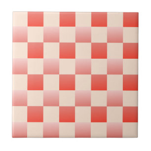 Coral Peach Gradient Checked Fliese