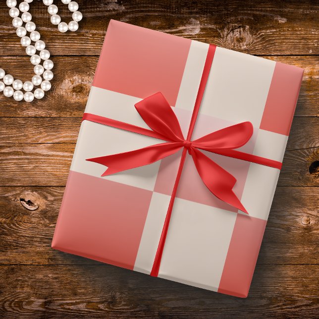 Coral Peach Gradient Checked Geschenkpapier (Von Creator hochgeladen)