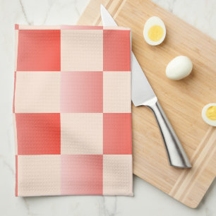 Coral Peach Gradient Checked Geschirrtuch