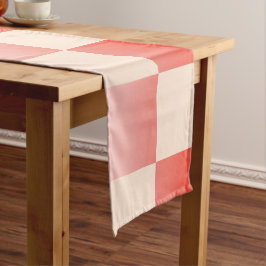 Coral Peach Gradient Checked Kurzer Tischläufer