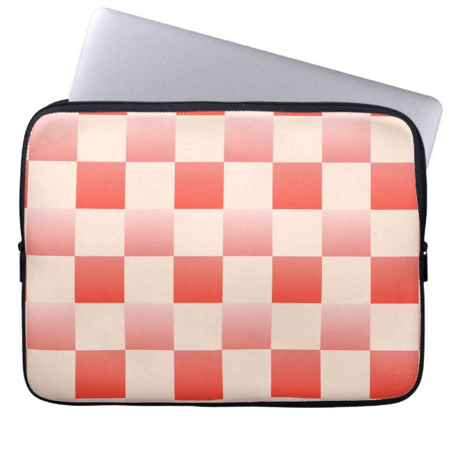 Coral Peach Gradient Checked Laptopschutzhülle (Vorderseite)