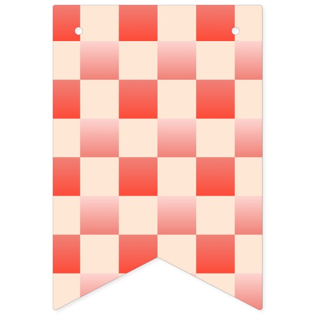 Coral Peach Gradient Checked Wimpelkette (Erste Fahne)