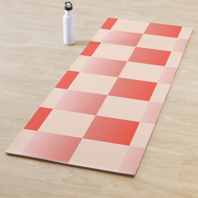 Coral Peach Gradient Checked Yogamatte (Beispiel)