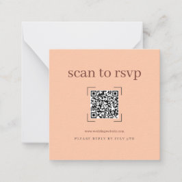Coral Peach Modern Wedding QR Code Online RSVP Mitteilungskarte