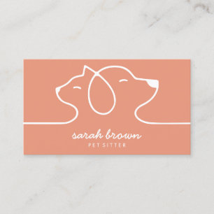 Coral Peach Orange Dog Pet Visitenkarte