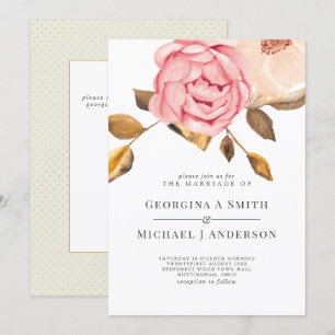 Coral Peach Pink Gold Floral Wedding Einladungen
